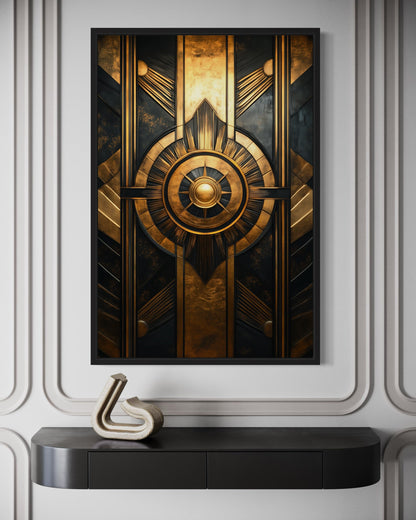 Black Gold Art Deco Framed Canvas Wall Art