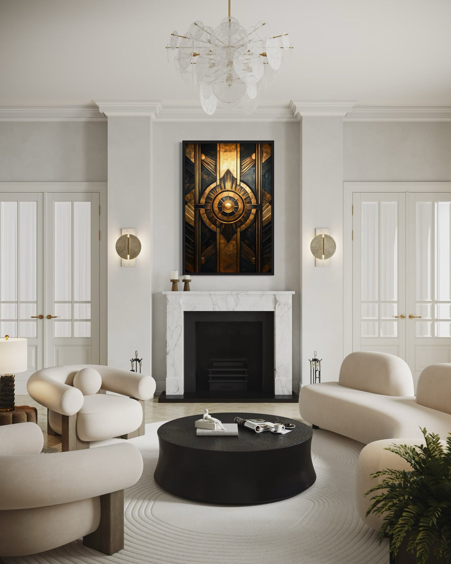 Black Gold Art Deco Framed Canvas Wall Art