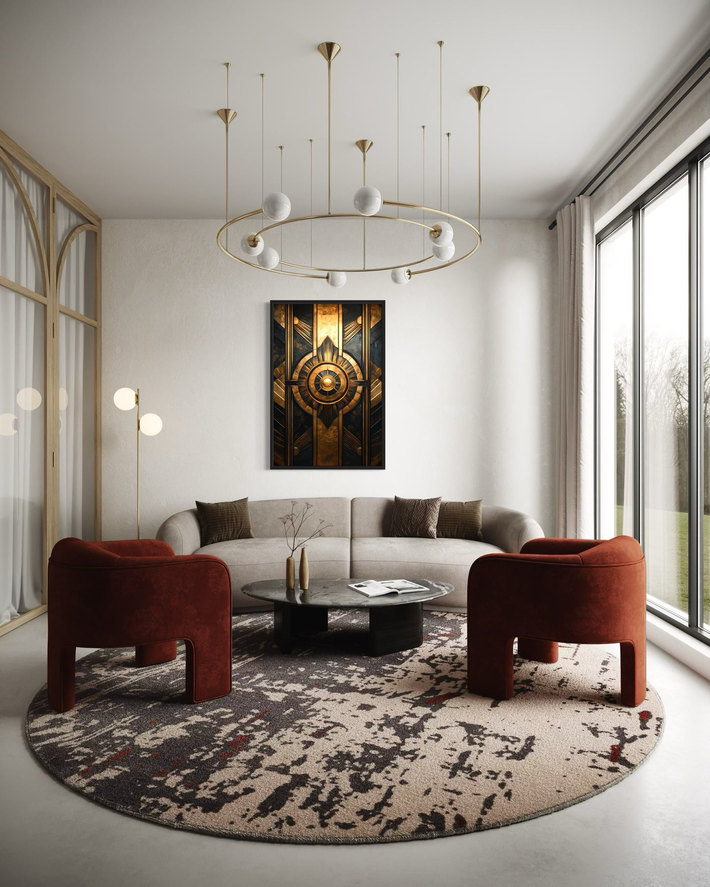 Black Gold Art Deco Framed Canvas Wall Art