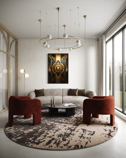 Black Gold Art Deco Framed Canvas Wall Art