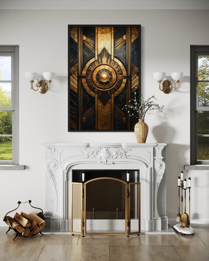 Black Gold Art Deco Framed Canvas Wall Art
