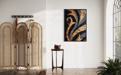 Black Gold Art Nouveau Living Room Framed Canvas Wall Art
