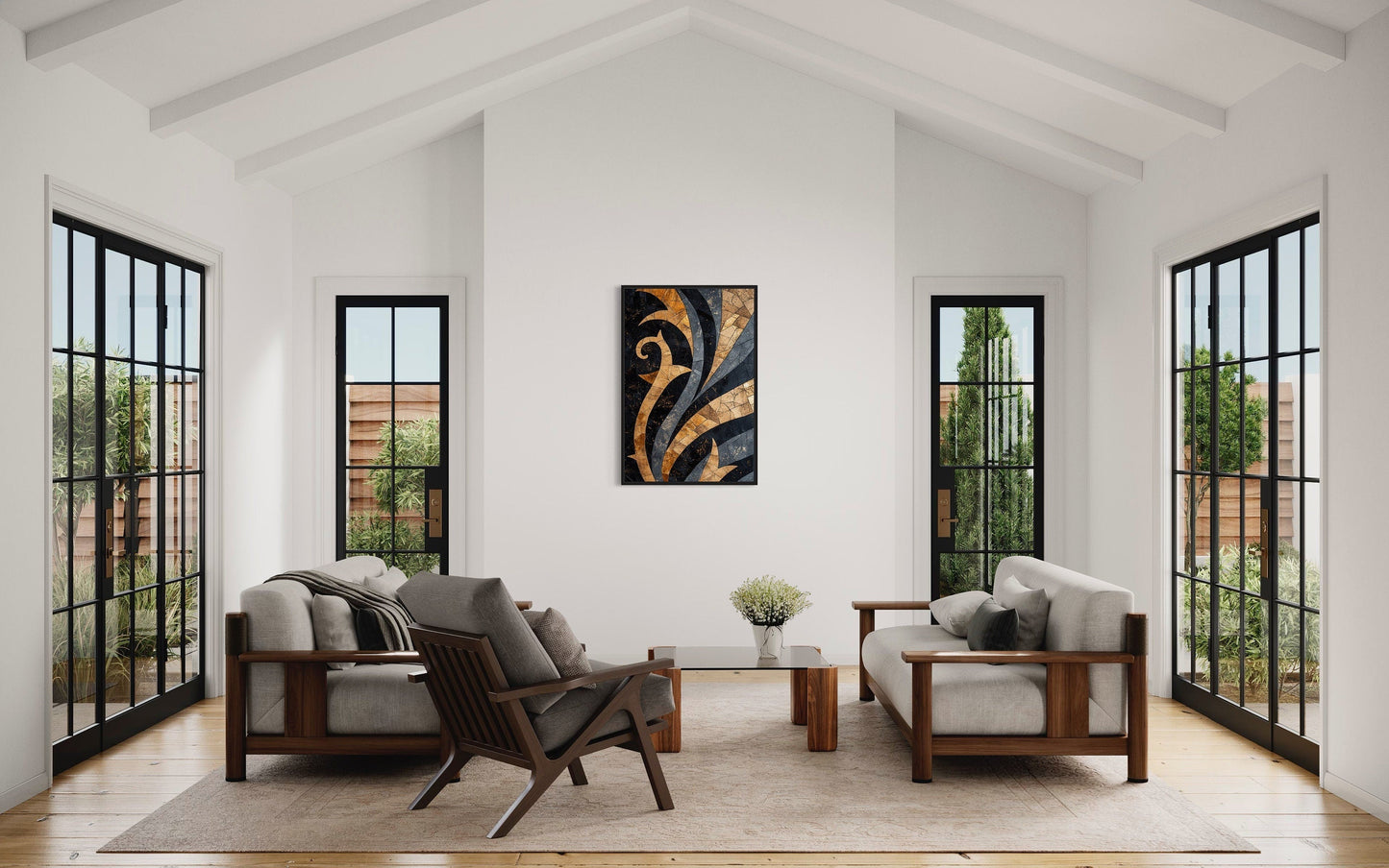 Black Gold Art Nouveau Living Room Framed Canvas Wall Art