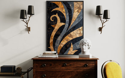 Black Gold Art Nouveau Living Room Framed Canvas Wall Art