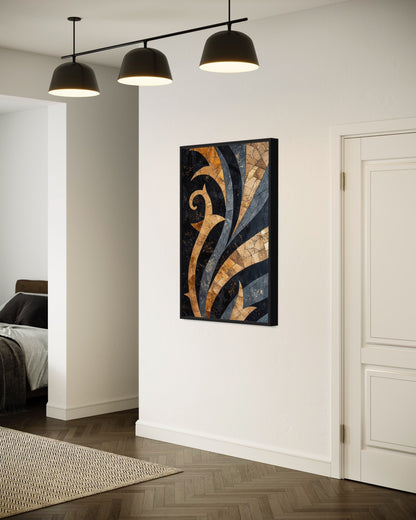 Black Gold Art Nouveau Living Room Framed Canvas Wall Art