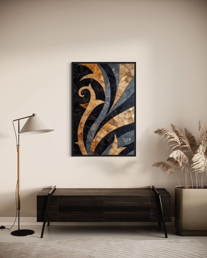 Black Gold Art Nouveau Living Room Framed Canvas Wall Art