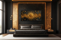 Black Gold Sun Art – Celestial Wall Art | Framed Canvas Print
