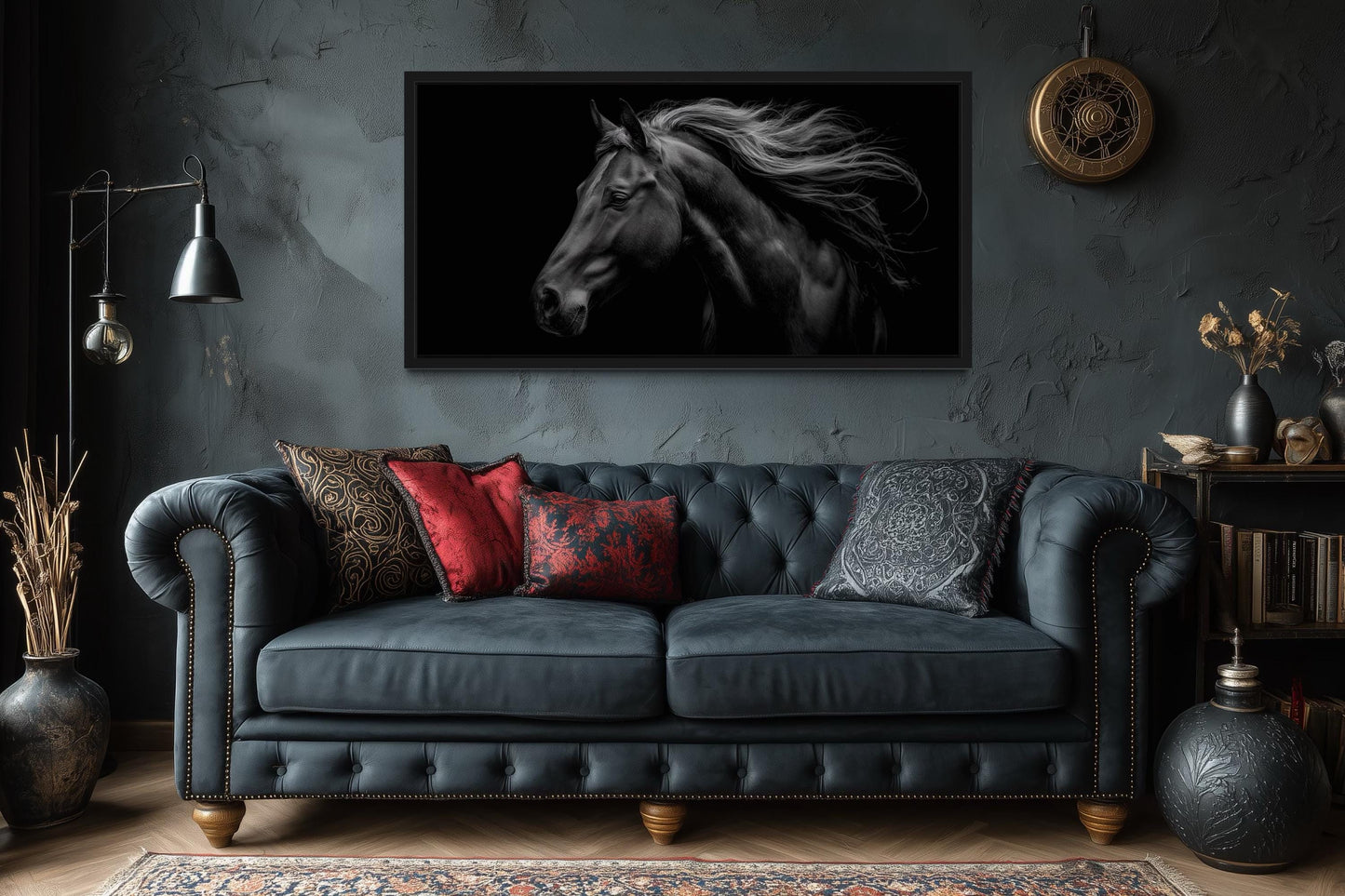 Black Horse Extra Large Framed Canvas Wall Art