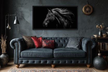 Black Horse Extra Large Framed Canvas Wall Art