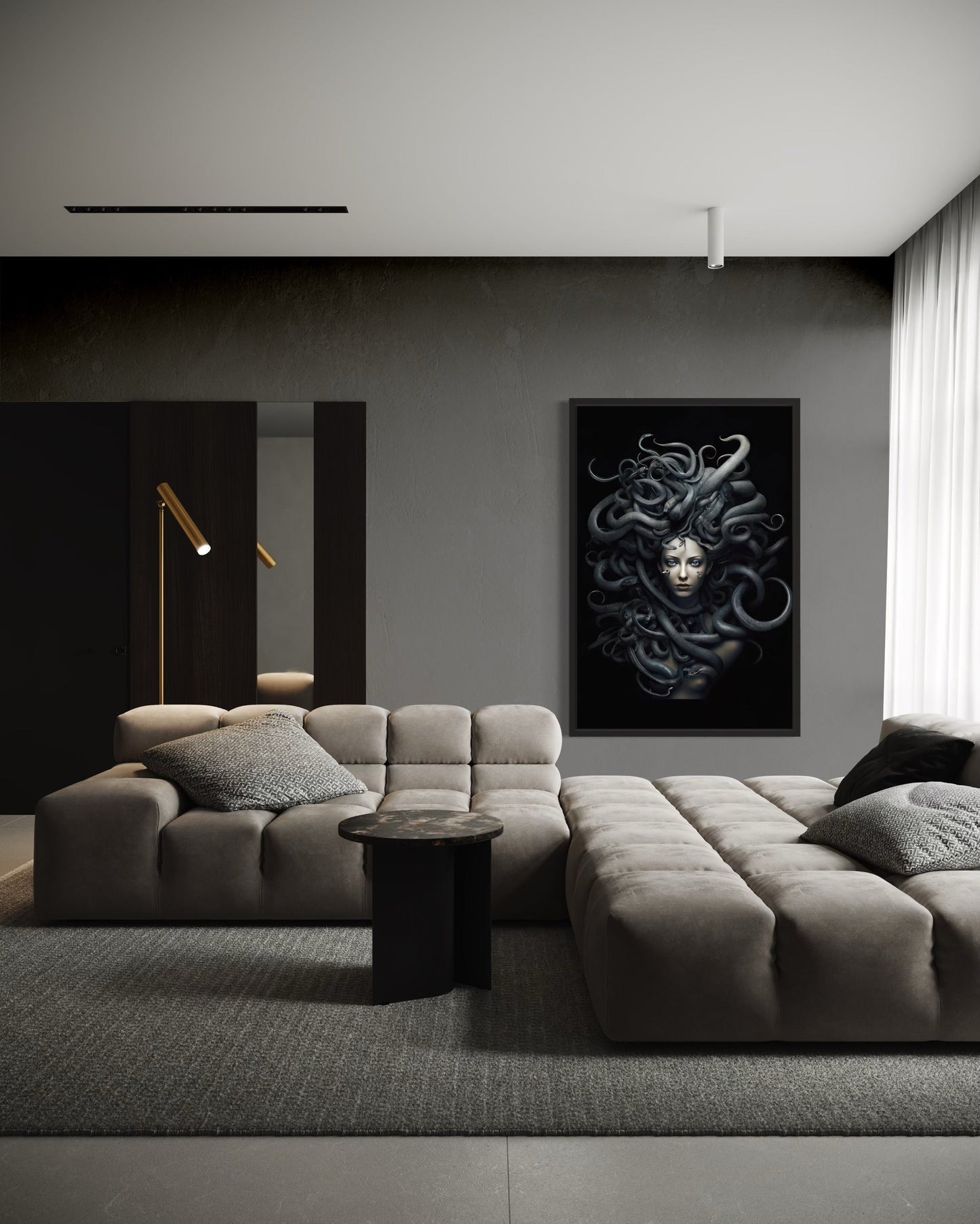 Black Medusa Greek Gorgon Framed Canvas Wall Art