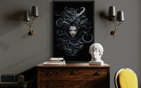 Black Medusa Greek Gorgon Framed Canvas Wall Art