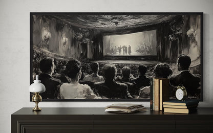 Black White Antique Cinema Home Theater Wall Decor Canvas Wall Art
