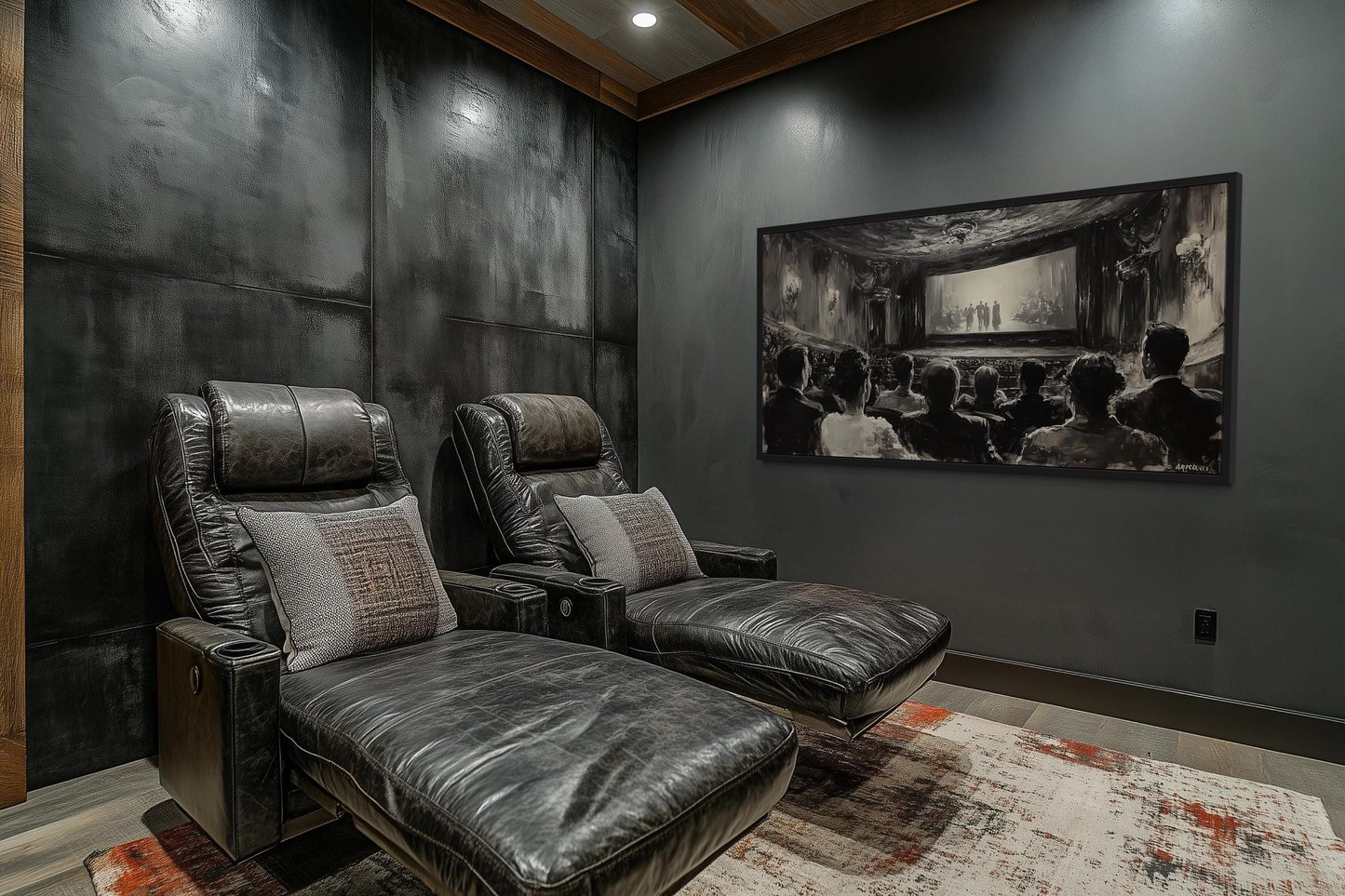 Black White Antique Cinema Home Theater Wall Decor Canvas Wall Art