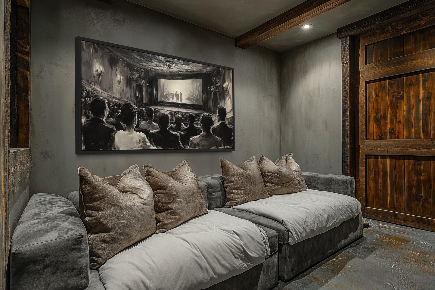 Black White Antique Cinema Home Theater Wall Decor Canvas Wall Art