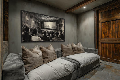 Black White Antique Cinema Home Theater Wall Decor Canvas Wall Art