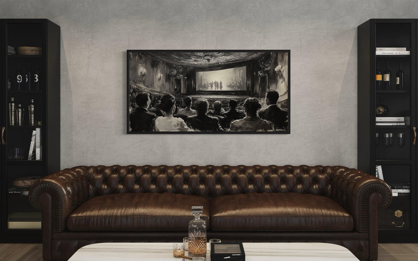 Black White Antique Cinema Home Theater Wall Decor Canvas Wall Art