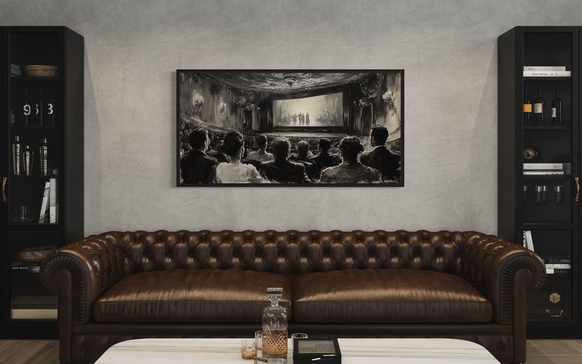 Black White Antique Cinema Home Theater Wall Decor Canvas Wall Art