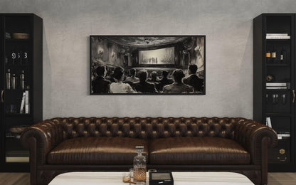 Black White Antique Cinema Home Theater Wall Decor Canvas Wall Art