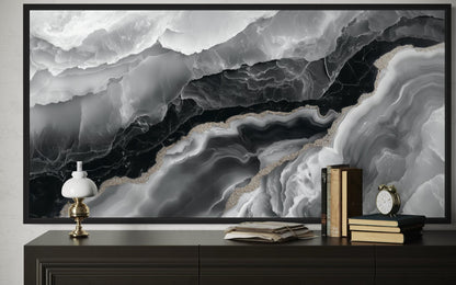 Black White Wall Art, Abstract Marble Canvas Wall Art For Living Room Decor