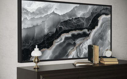 Black White Wall Art, Abstract Marble Canvas Wall Art For Living Room Decor