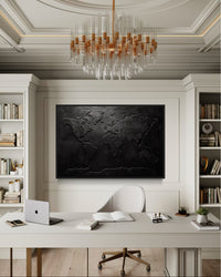 Black World Map Framed Canvas Wall Art For Man Cave Or Office