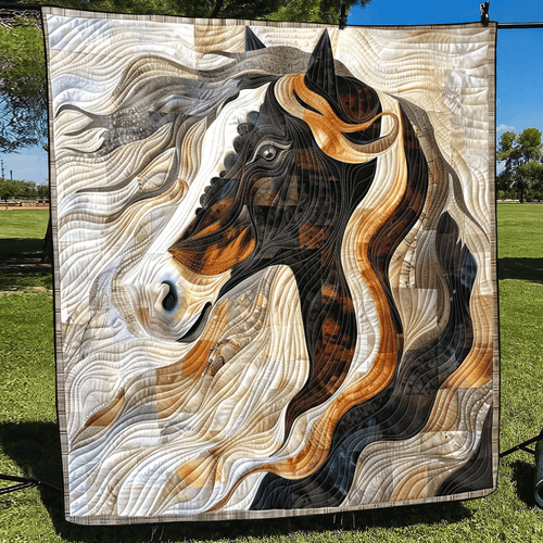 Black Beauty Horse Quilted Blanket - Throw (55" x 60")