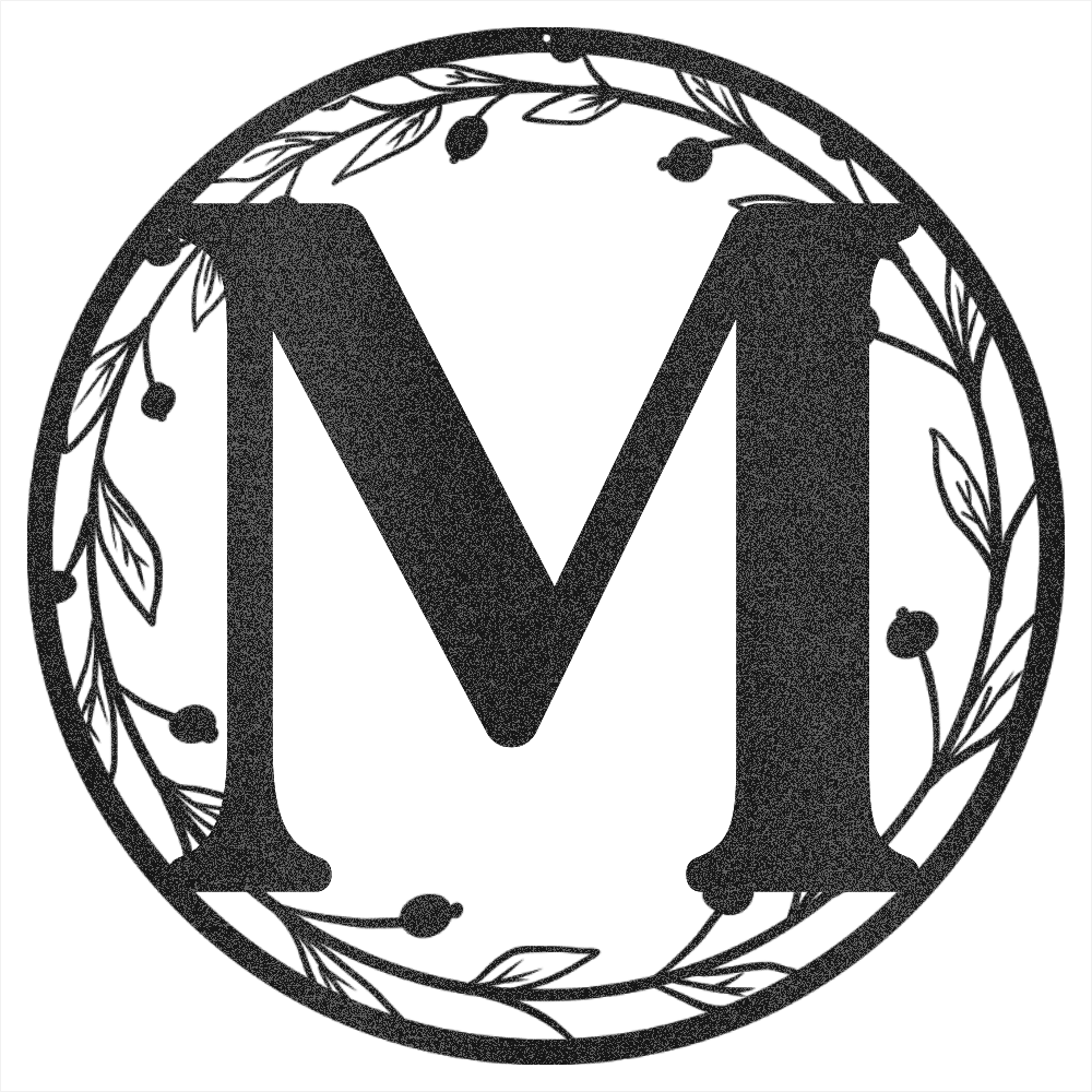 Metal Wreath Initial Steel Wall Decor