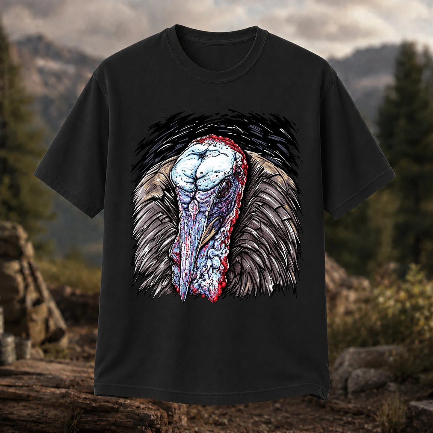 Turkey Portrait T-Shirt, Detailed Turkey Hunting Tee