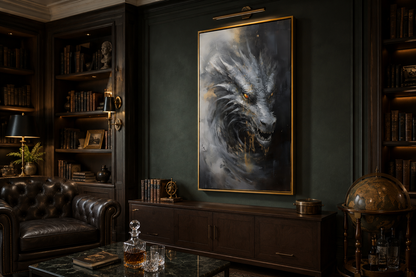 Abstract Black Dragon Framed Canvas Wall Art