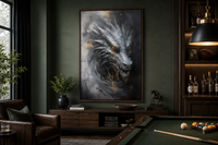 Abstract Black Dragon Framed Canvas Wall Art
