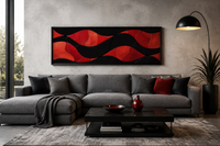Black Red Modern Abstract Above Bed Horizontal Framed Canvas Wall Art