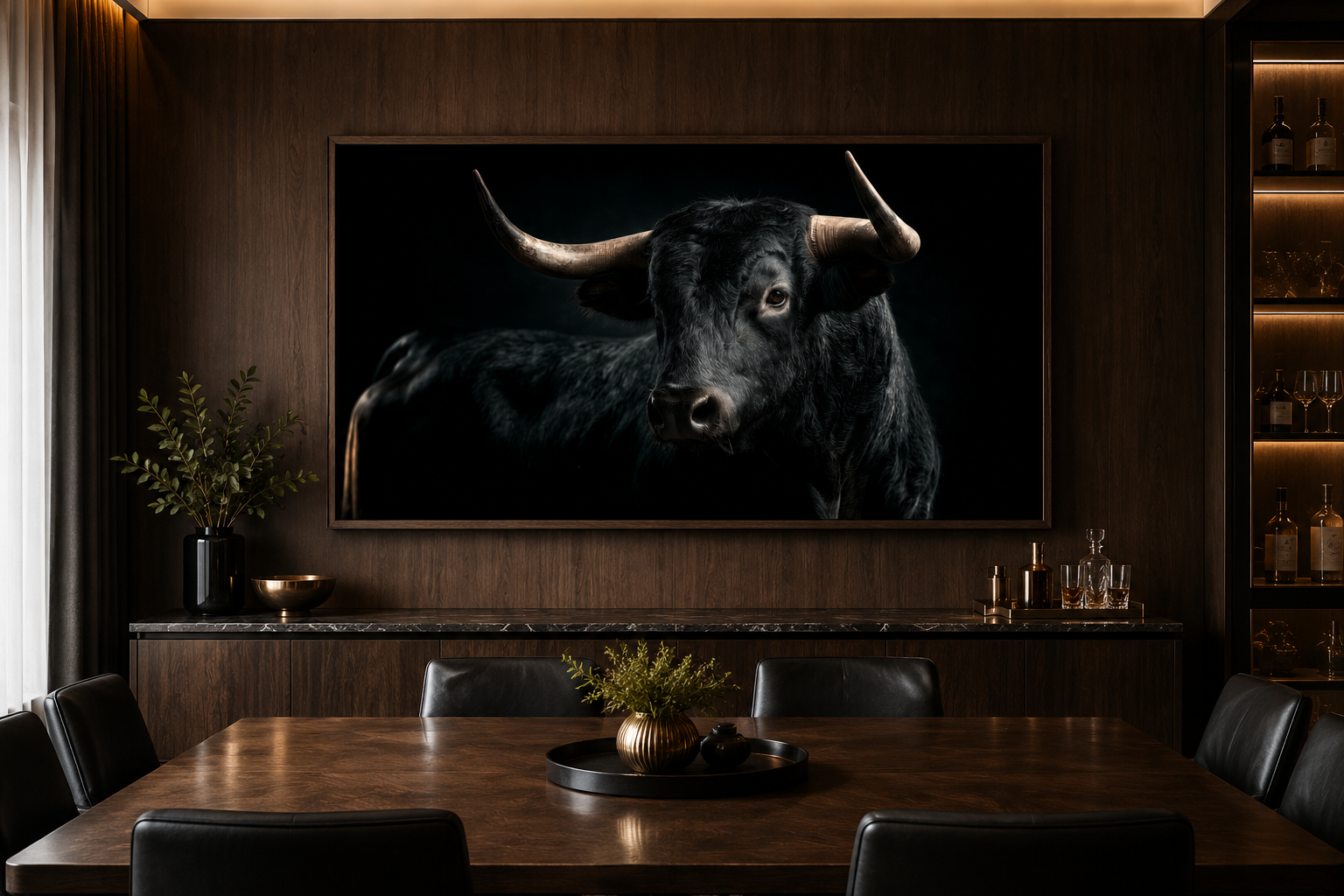 Black Spanish Bull Photograph Extra Large Framed Canvas Wall Art For Men's Office