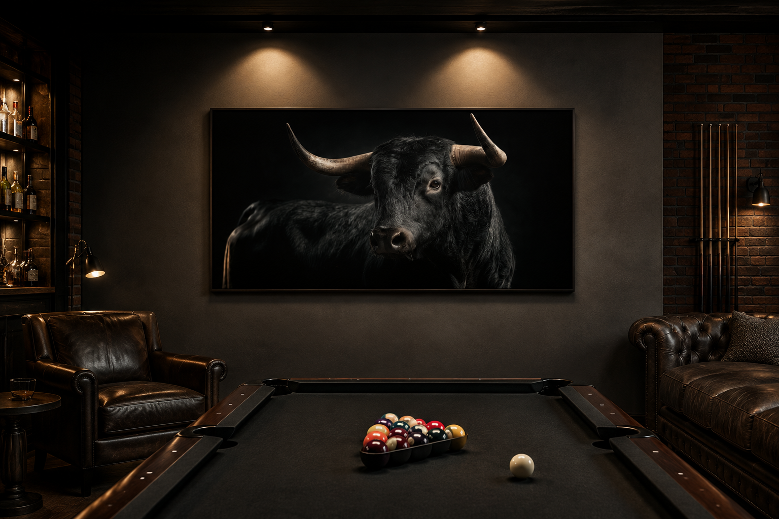 Black Spanish Bull Photograph Extra Large Framed Canvas Wall Art For Men's Office