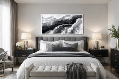 Black White Wall Art, Abstract Marble Canvas Wall Art For Living Room Decor