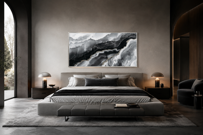 Black White Wall Art, Abstract Marble Canvas Wall Art For Living Room Decor