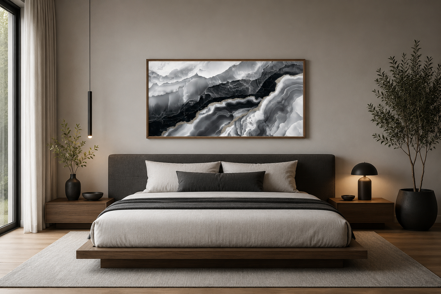 Black White Wall Art, Abstract Marble Canvas Wall Art For Living Room Decor