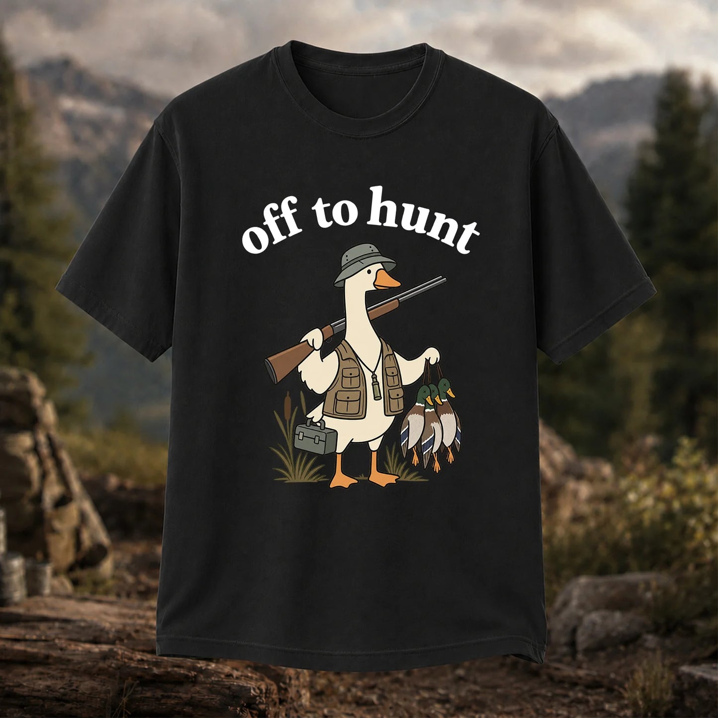 Off to Hunt T-Shirt, Funny Duck Hunter Tee