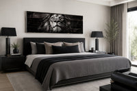 Black and White Lion Long Horizontal Canvas Wall Art For Men