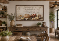 Bless the Food Wall Art | Rustic Farmhouse Kitchen Canvas Print