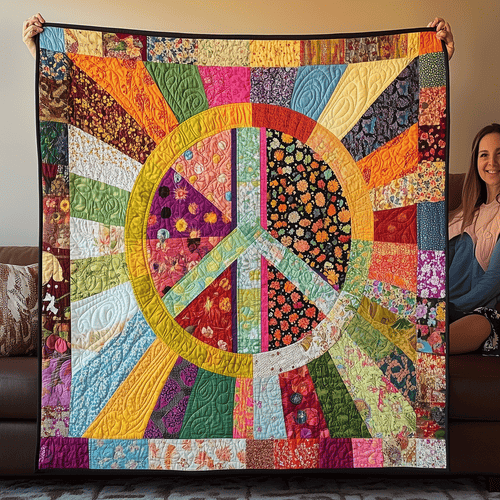 Blissful Spectrum Quilted Blanket - Throw (55" x 60")