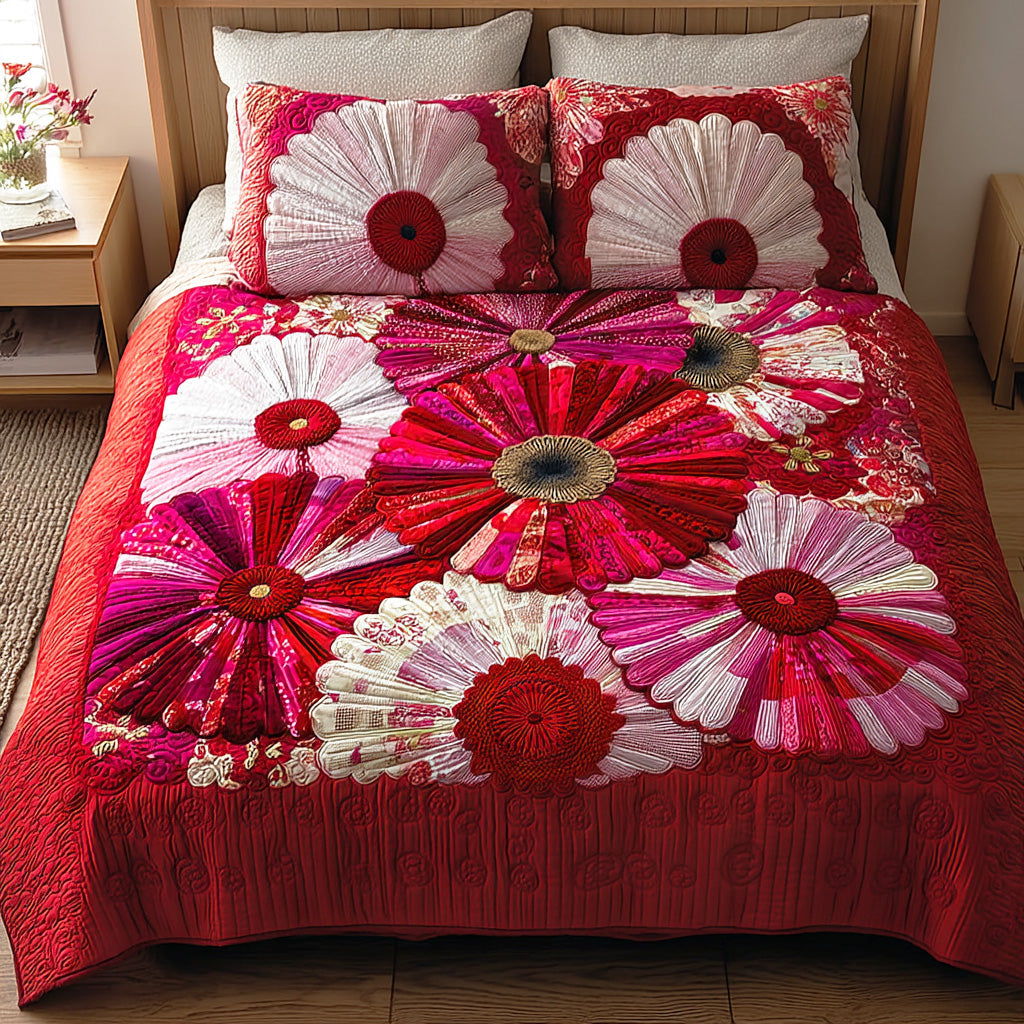 Bloom Ring 3-Piece Quilted Bedding Set - Single (59" x 70")