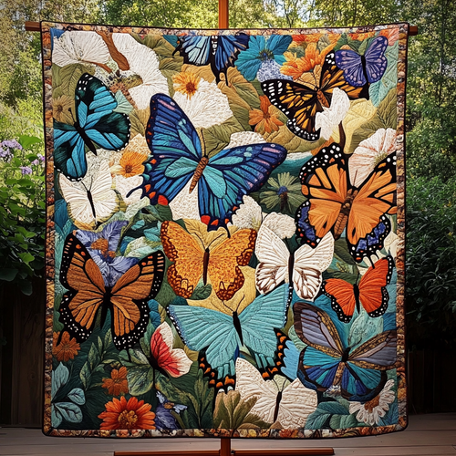 Blooming Butterflies Quilted Blanket - Throw (55" x 60")