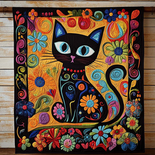 Blooming Cat Quilted Blanket - Throw (55" x 60")