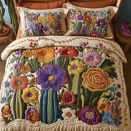Blooming Garden 3-Piece Quilted Bedding Set - Single (59" x 70")