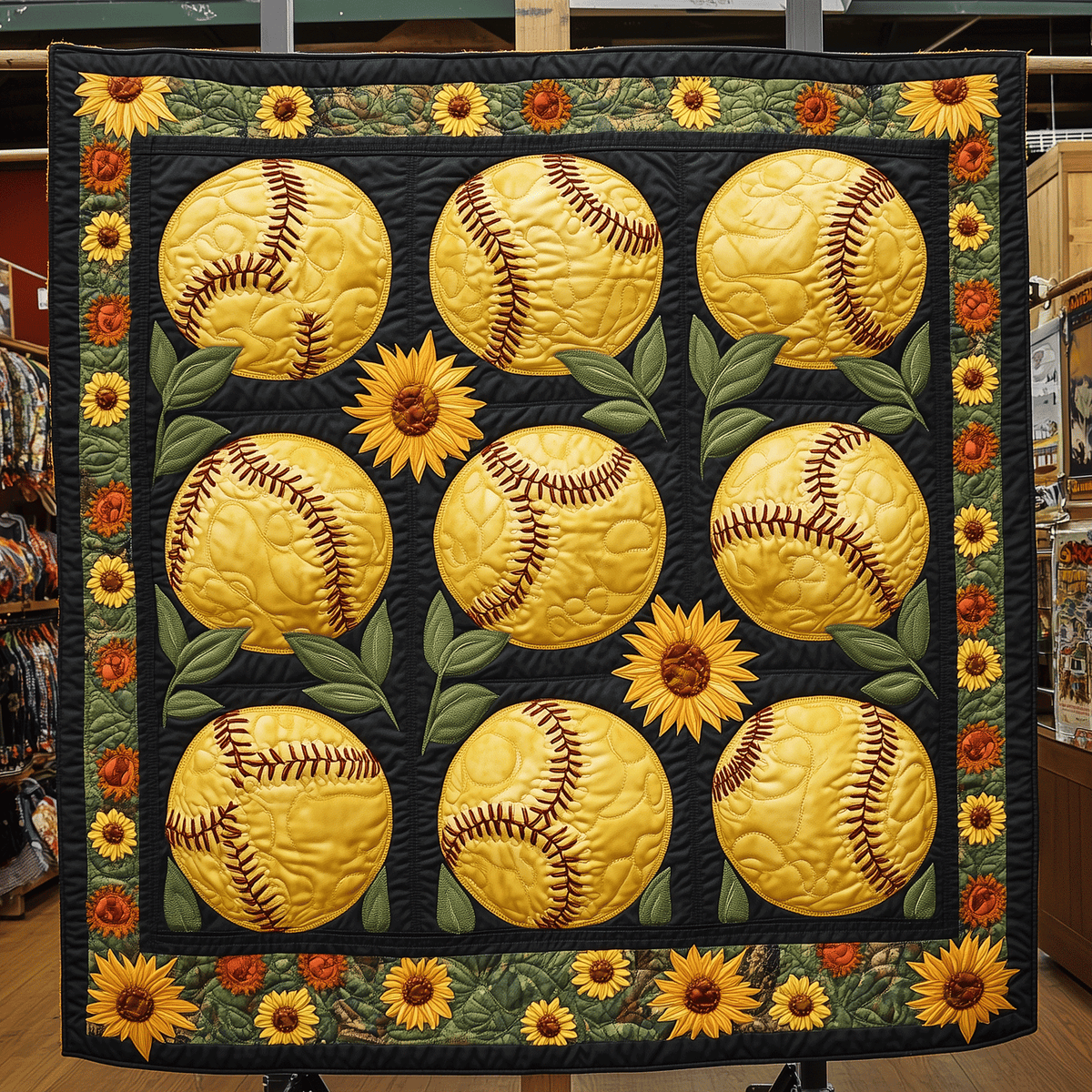 Blooming Home Run Quilted Blanket - Throw (55" x 60")