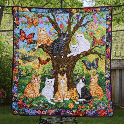 Blooming Purrfection Quilted Blanket - Throw (55" x 60")