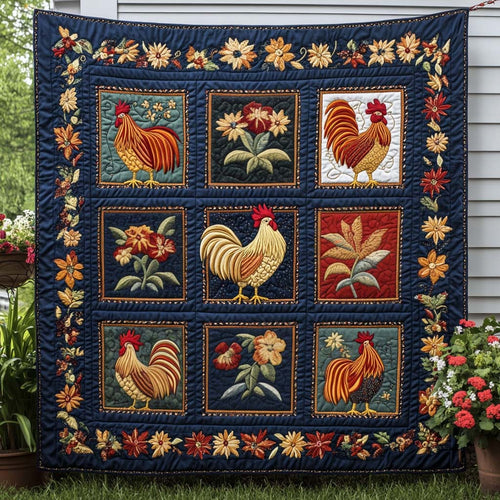 Blooms and Roosters Quilted Blanket - Baby (30" x 40")