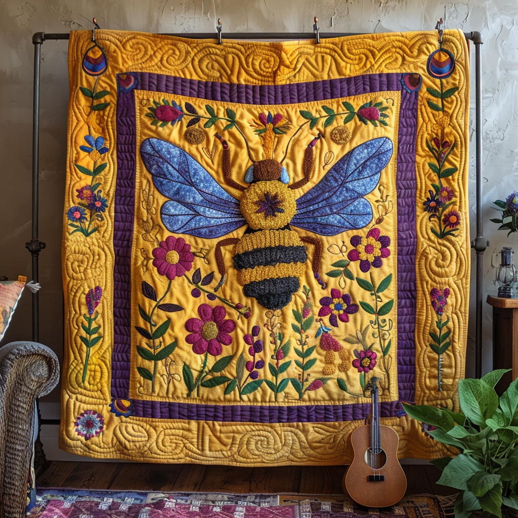 Blossom Buzz Quilted Blanket - Throw (55" x 60")