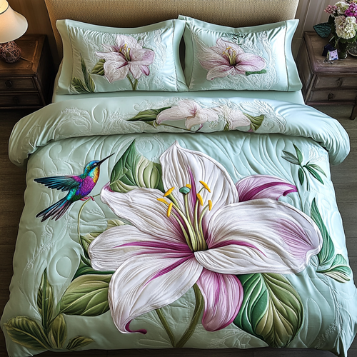 Blossom Beauty 3-Piece Quilted Bedding Set - Single (59" x 70")