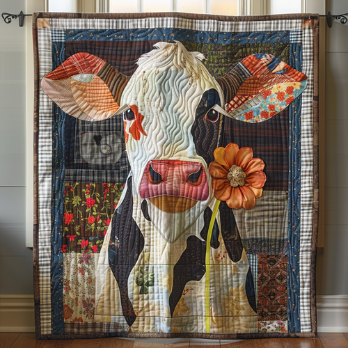 Blossom & Bovine Quilted Blanket - Throw (55" x 60")